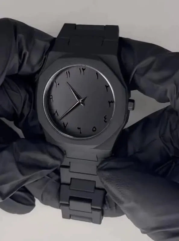 Black Arabic Aura Watch – Premium Luxury Timepiece by Luxaro